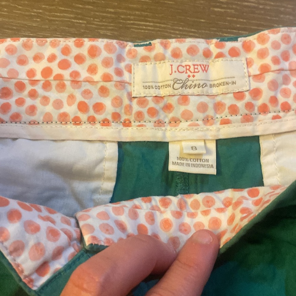 New J.Crew Chino Green Turquoise Shorts Short Lot Broken In Resort Summer 8 M - Picture 2 of 4